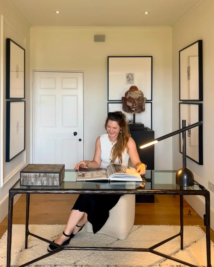 Wiktoria at her desk, founder of Living Form Interiors